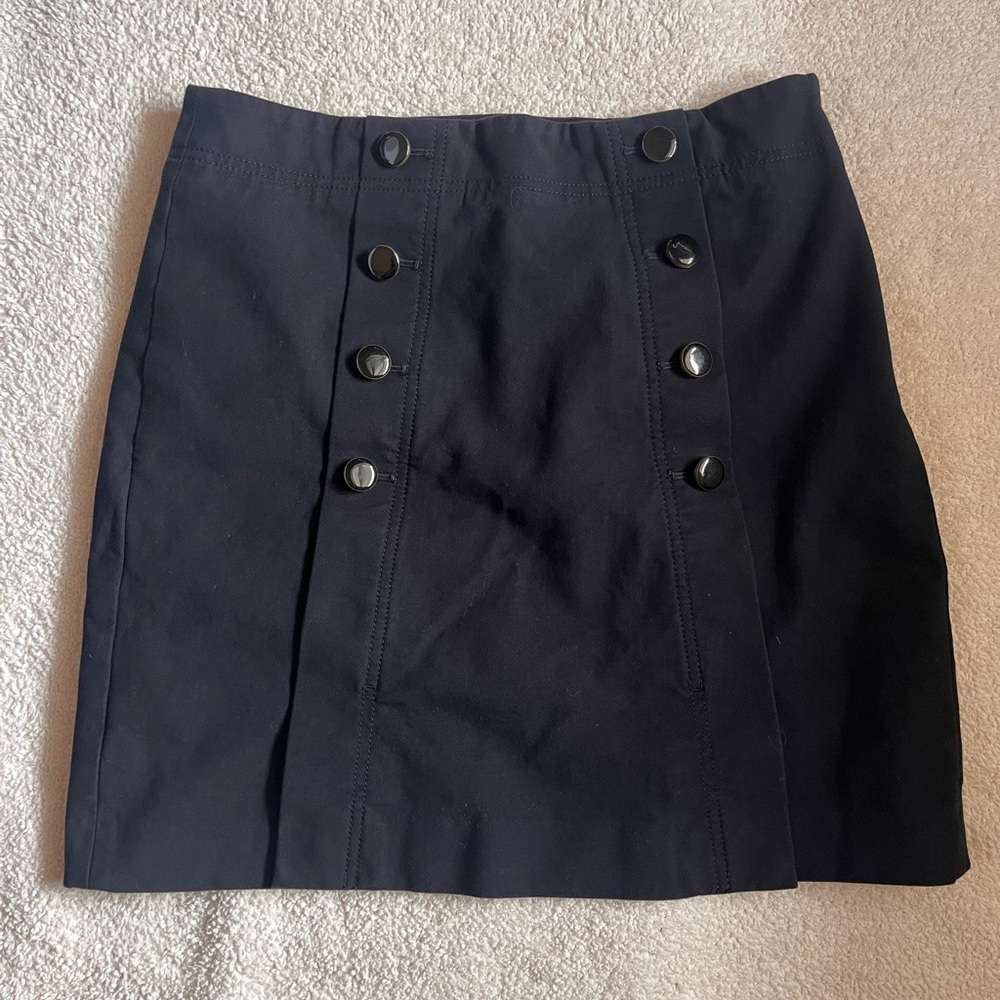 LOFT Black Mini Skirt with Button Accents